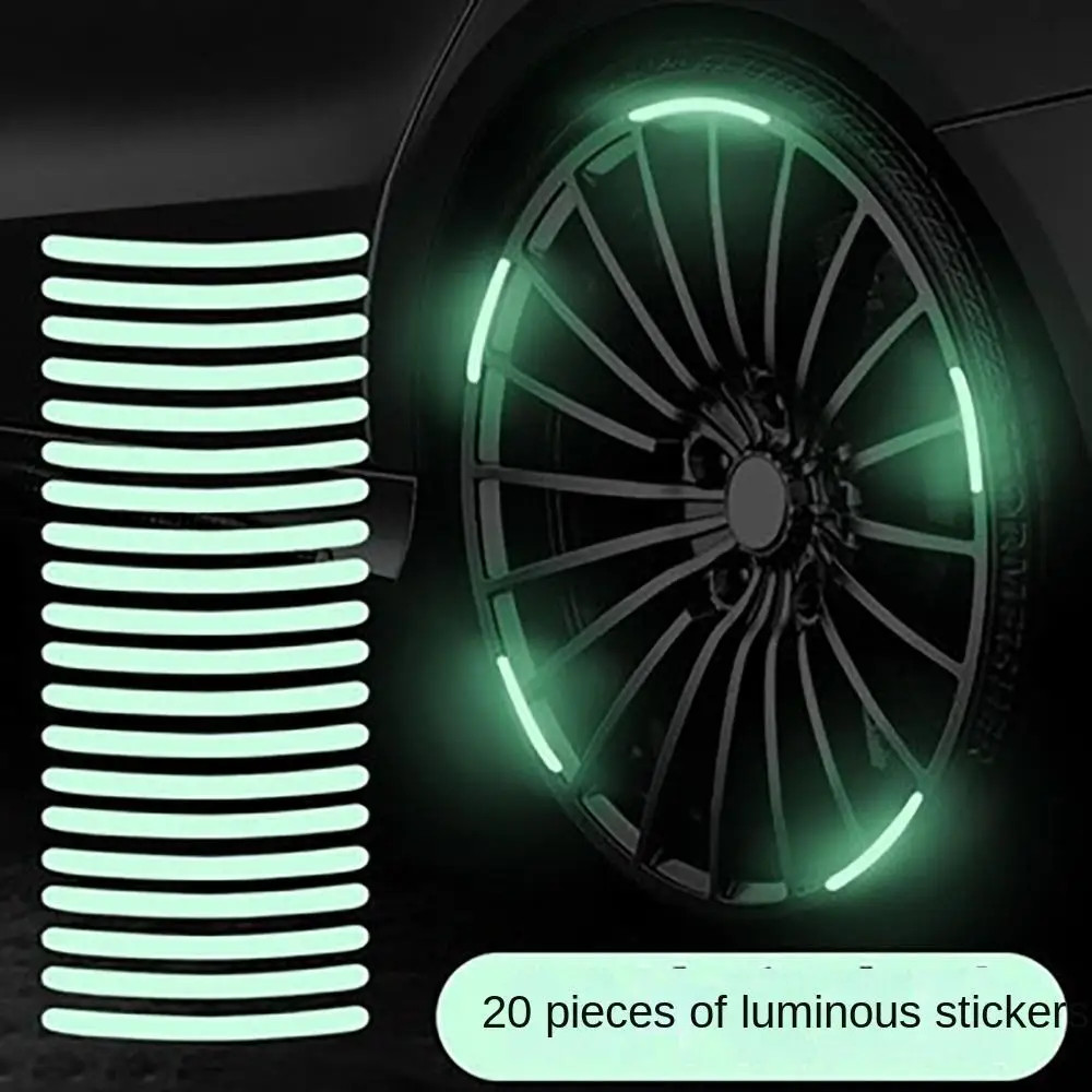20 Pçs Cubo Da Roda Adesivo Reflexivo Arco-Íris Fluorescência Luminosa Listra Fita Carro Motocicleta Decalque Noite Cond — imagem 2 de 2