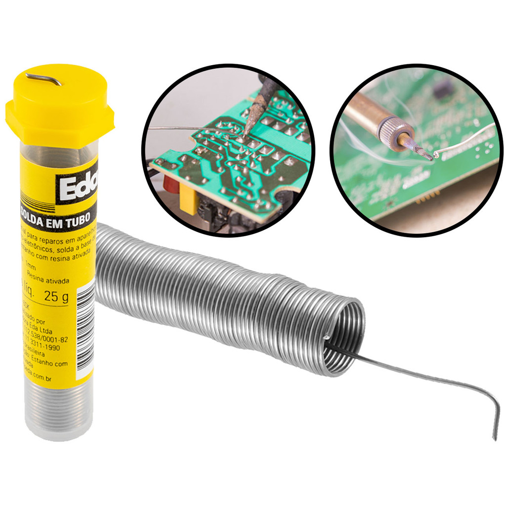Tubo Fio De Solda 25g P/ Eletrônicos Reparos Manutenção Estanho Com Resina Ativada Ponta 1mm em Oferta na Shopee