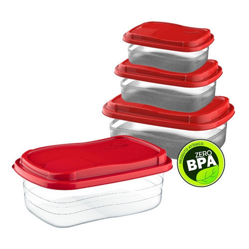 Kit 3 Potes Plástico Transparente com Tampa Freezer Geladeira Cozinha Organizador Alimentos