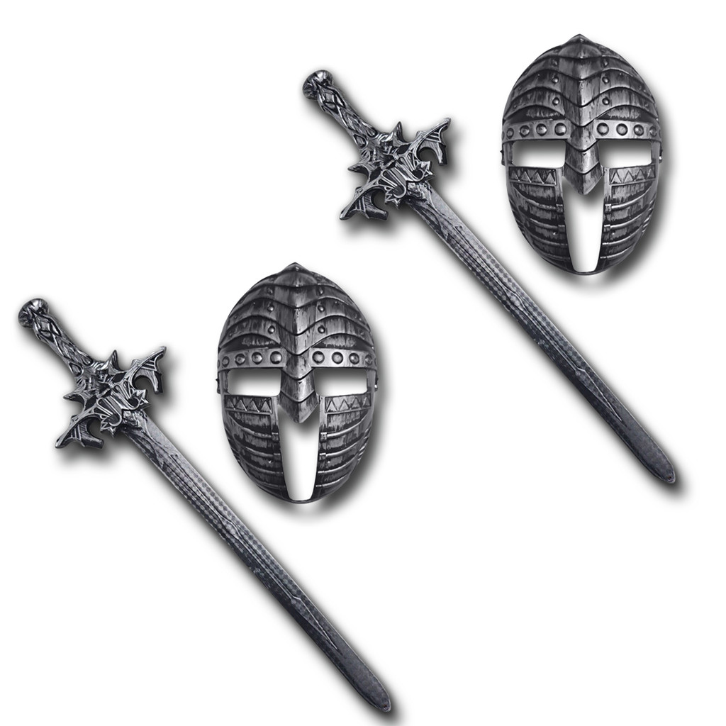 2 Kits Medieval Espada e Mascara Guerreiro De Combate JR0610