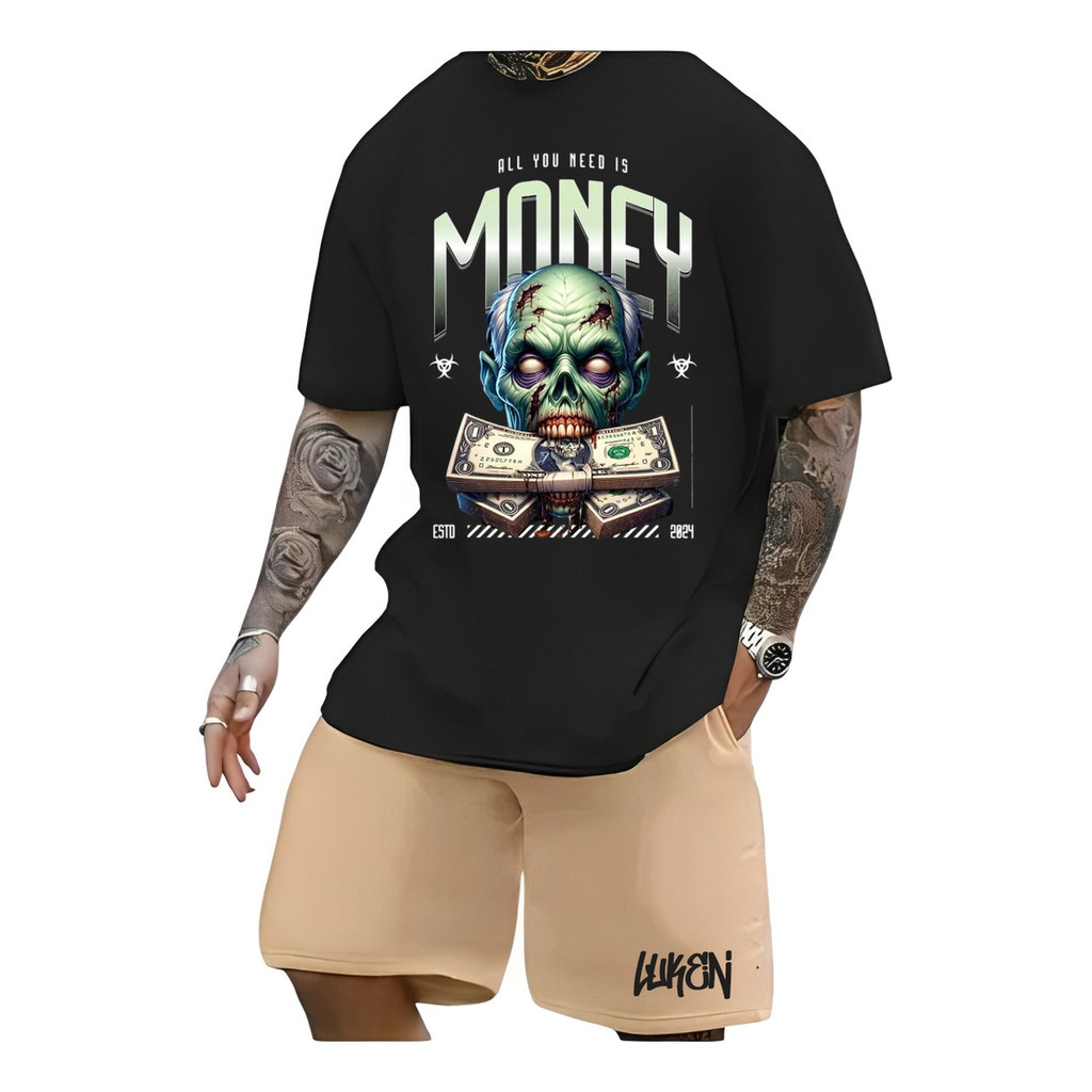 Conjunto Masculino Money Zumbi Bermuda Masculina Moletom