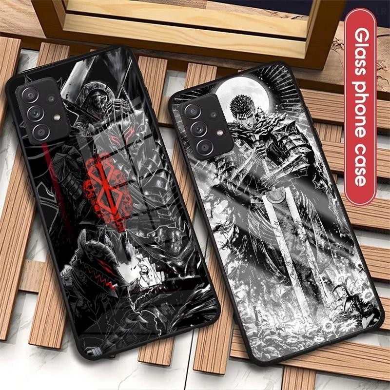 Berserk Guts Anime Vidro Caso De Telefone Para Samsung Galaxy S20 S21 S22 S23 S24 S25 Ultra Plus S23FE S24FE A53 A54 A55