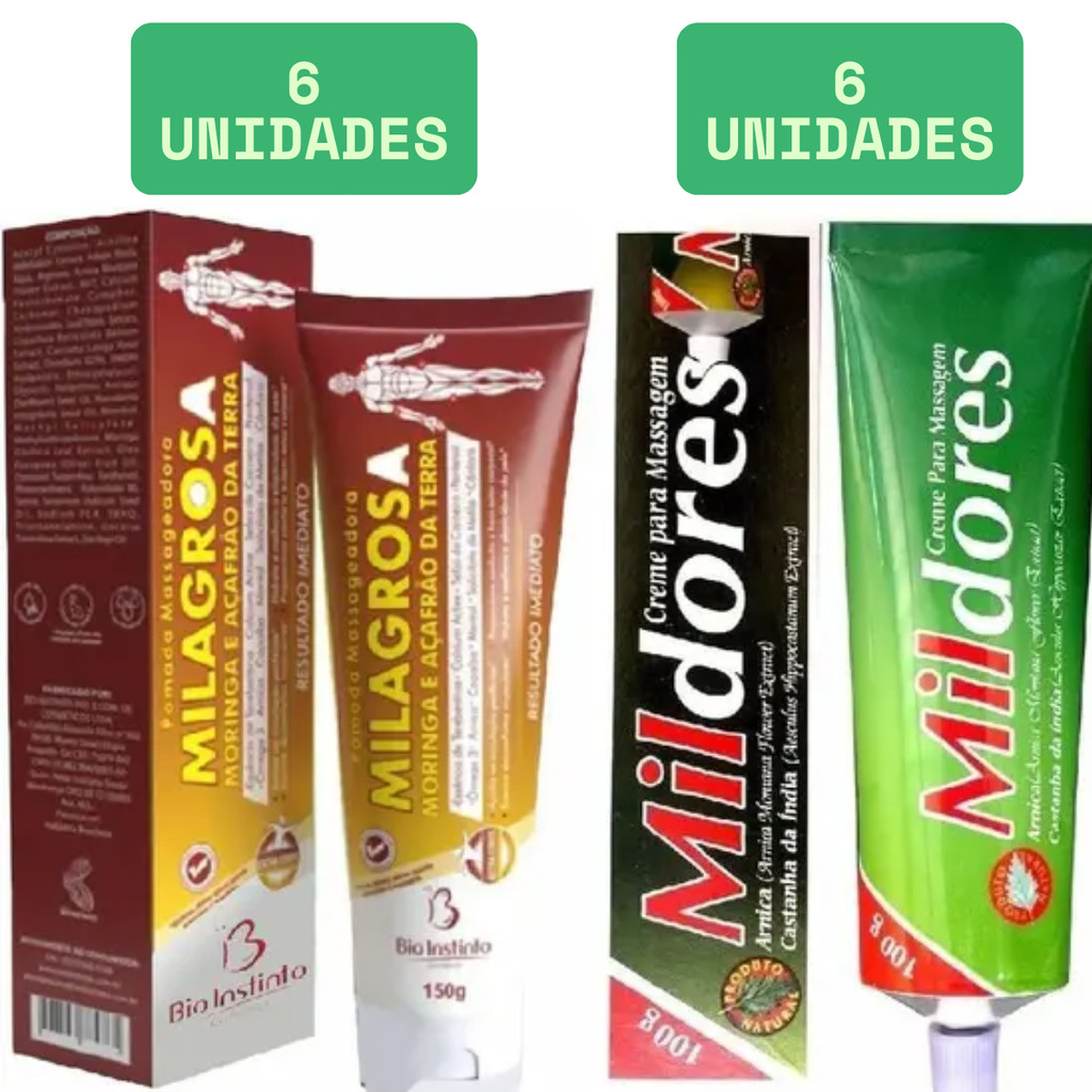 Kit 6 Pomada Milagrosa 150g + 6 Pomada Mil Dores 100g - Bio Instinto