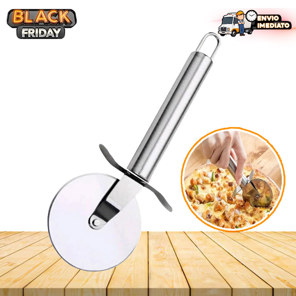 Cortador Carretilha de Pizza com Cabo em Aço Inox