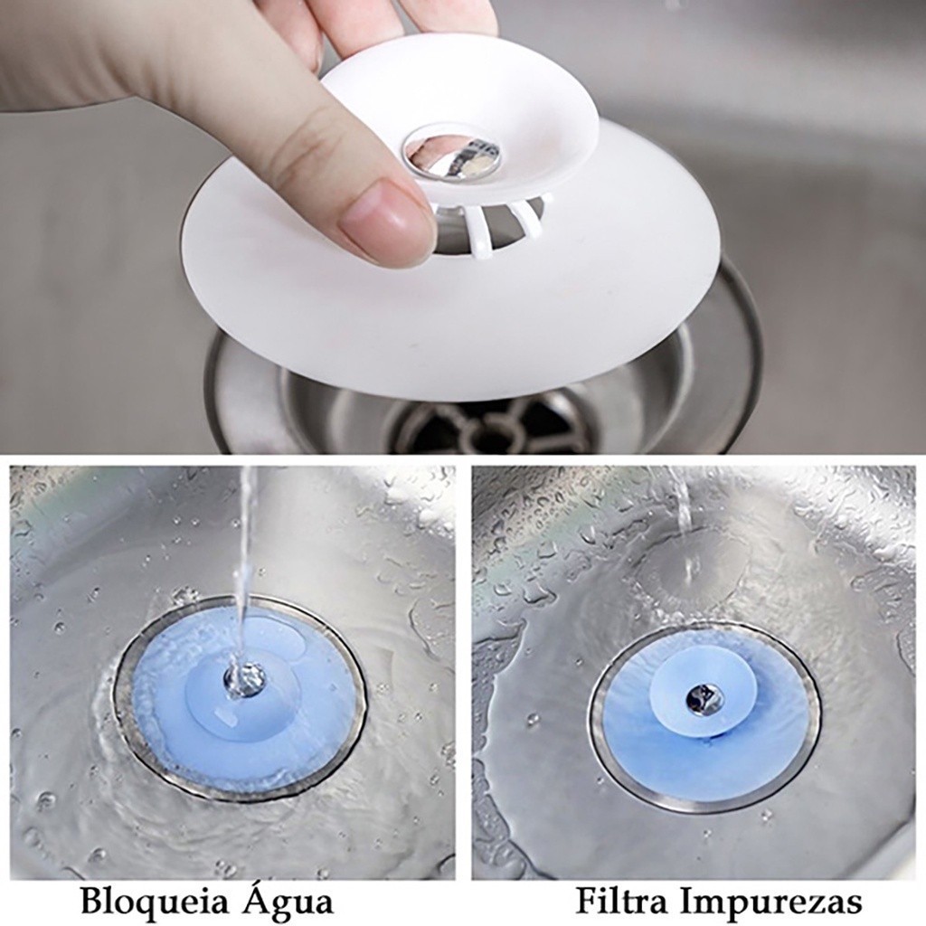 Tampa De Ralo Pia Universal De Silicone Filtro em Oferta na Shopee