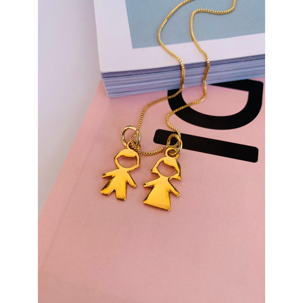 Colares Semi Joia personalizado crianças menino e menina casal filhos Ouro 18kl