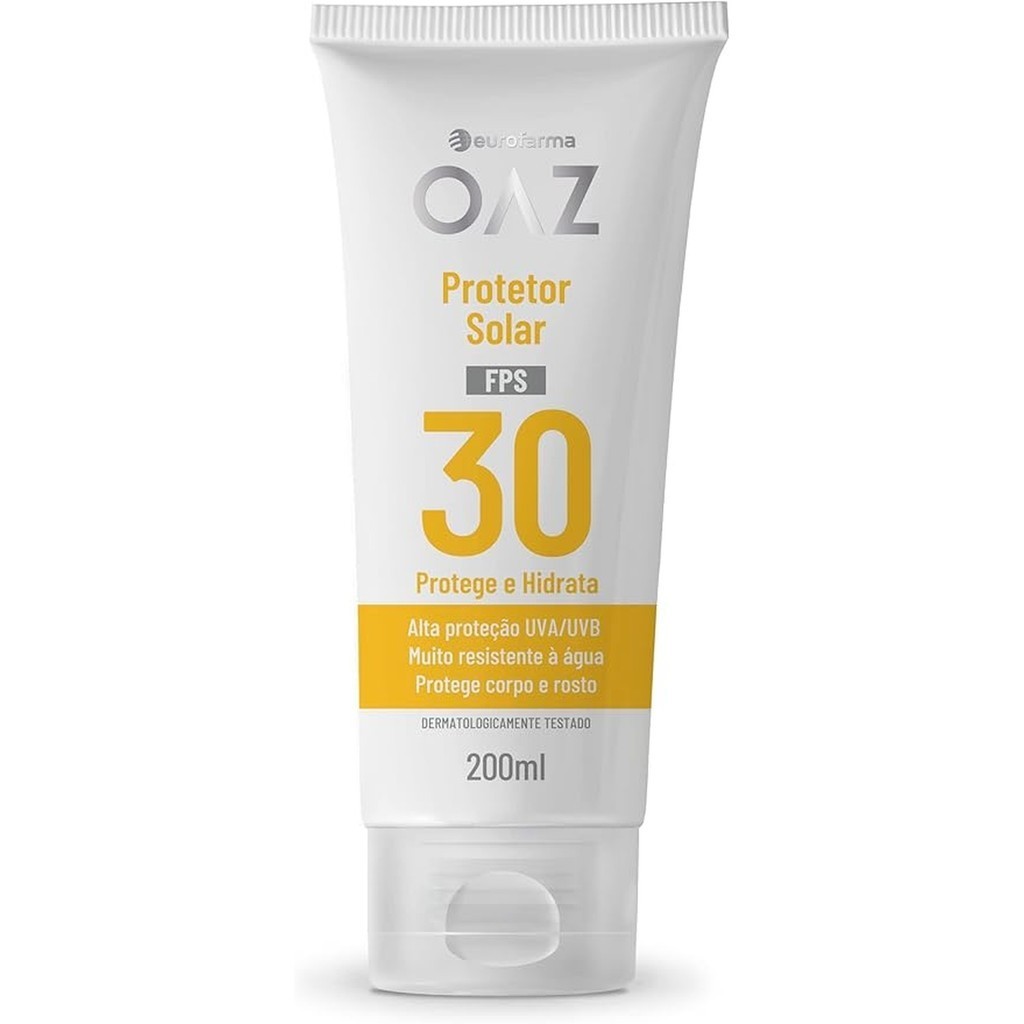 OAZ Protetor Solar FPS30 200ml Protege E Hidrata Eurofarma em Oferta na Shopee