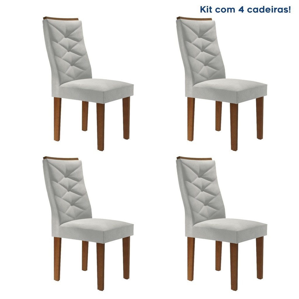 Kit 4 Cadeiras para Sala de Jantar Germany Espresso Móveis Chocolate/Off White/Boucle Gelo em Oferta na Shopee