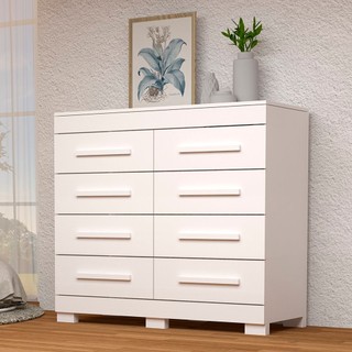Cômoda 111,60cm 8 Gavetas 100% MDF Lantana Espresso Móveis Branco em Oferta na Shopee