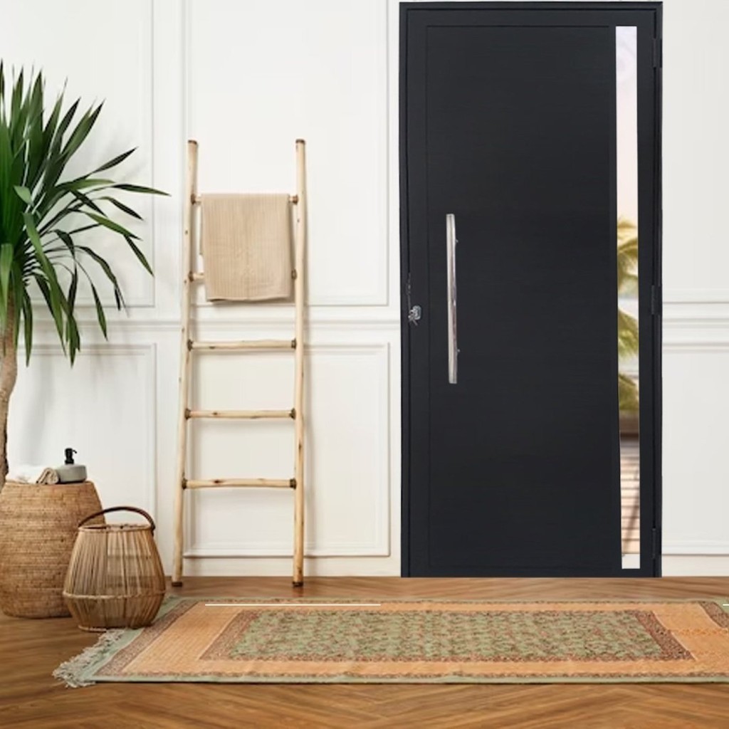 Porta Lambril de Alumínio 210 X 80cm com Puxador e Vidro Linha Veneza  Abertura Esquerda Preto em Oferta na Shopee