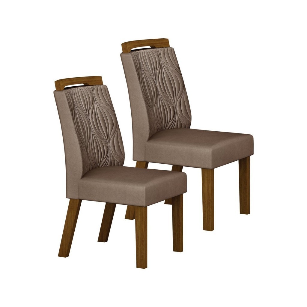 Conjunto 2 Cadeiras para Sala de Jantar Ilheus Freijó/Bege - Home & Living
