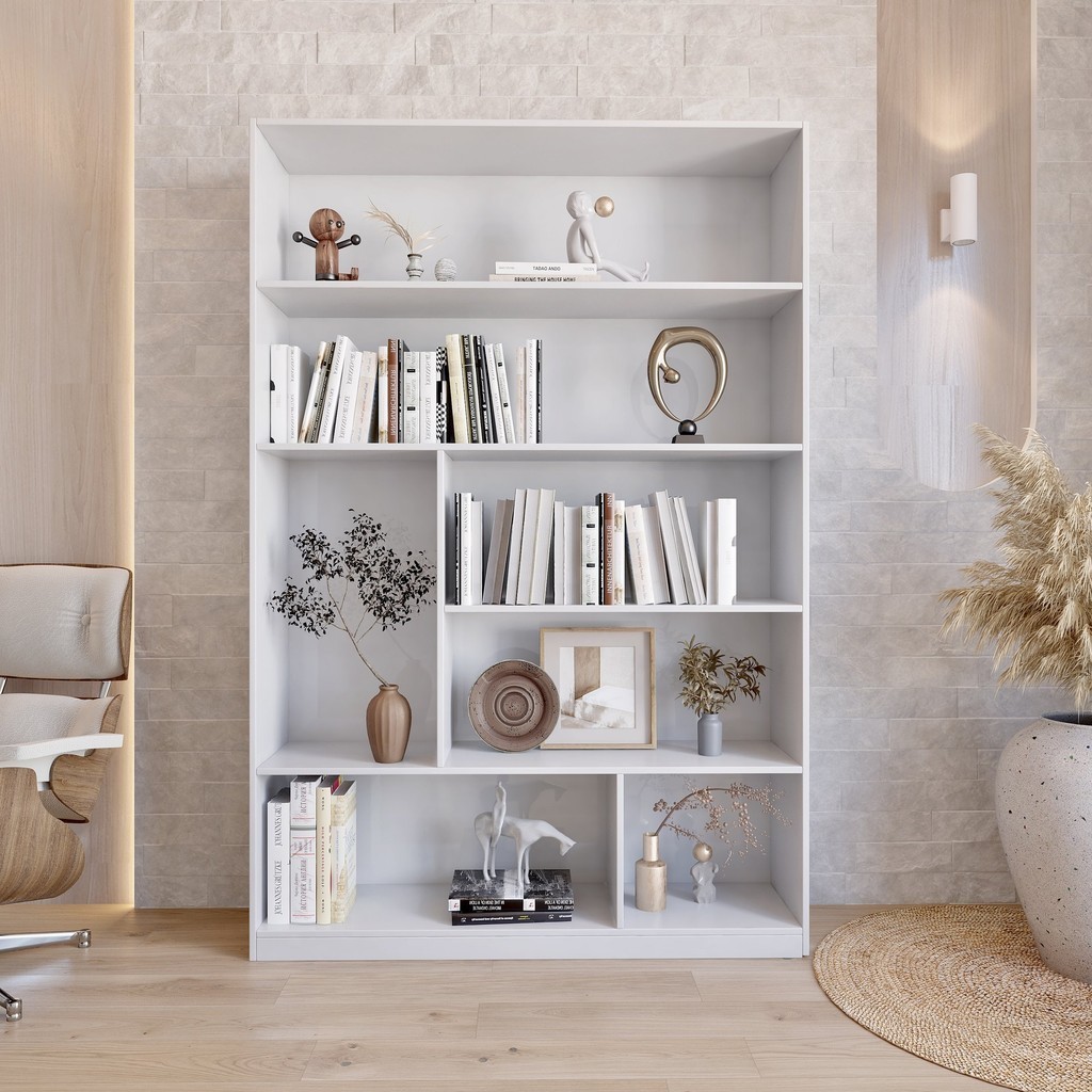 Estante para Livros 180cmx120cm 4 Prateleiras Seattle Yescasa Branco - Home & Living