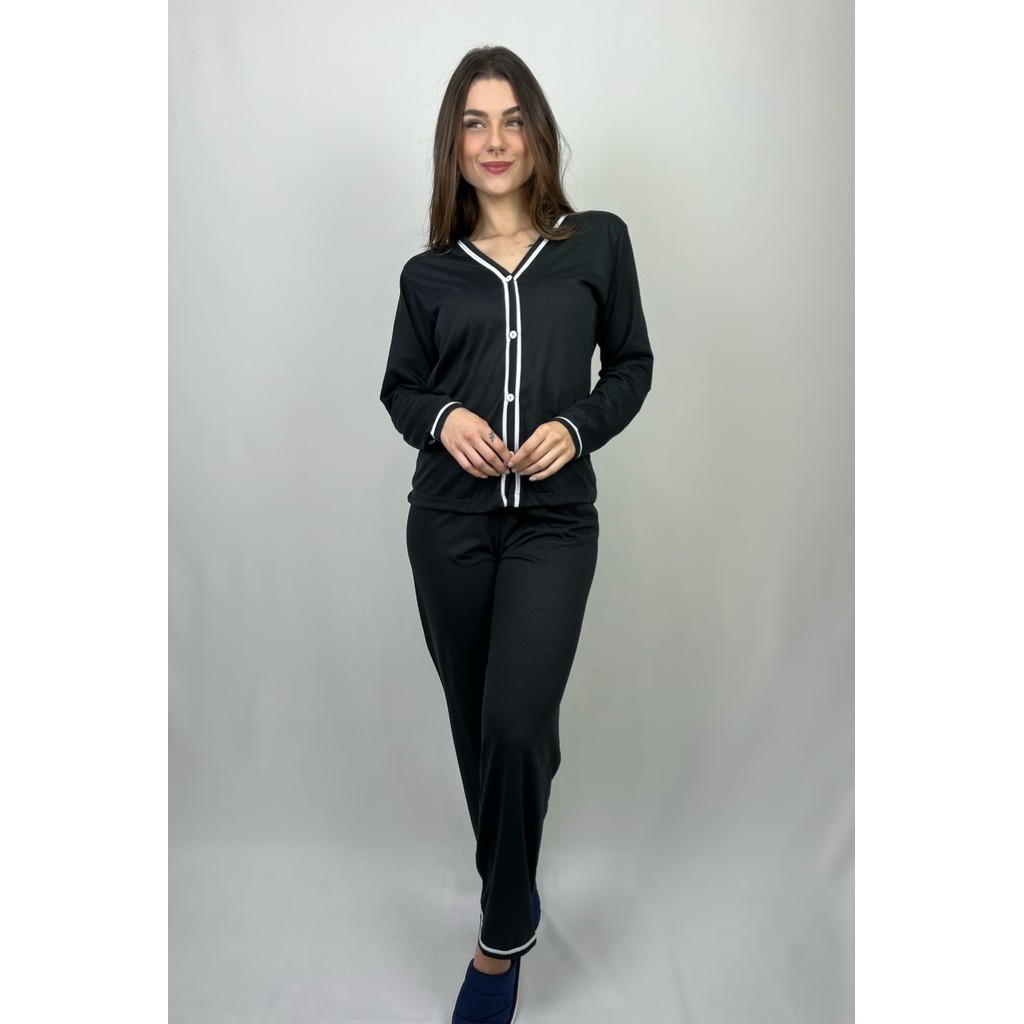 Pijama Feminino Americano Manga Longa / Pijama Blogueirinha / Pijama de Botão