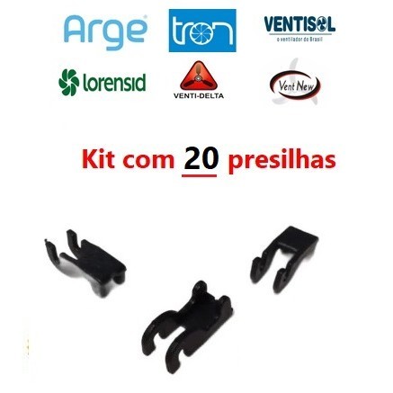 KIT COM 50 Presilhas da grade do Ventilador ARGE/VENTIDELTA/VENTISOL/TRON - PRETO
