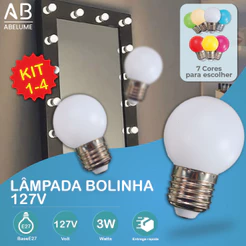 Lâmpada Bolinha Mini Bulbo Colorido LED 3W G45 E27 Com opção de 7 cores | 127V