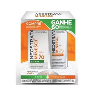 Kit Protetor Solar Facial Neostrata Minesol Oil Control FPS70 40g + Protetor Solar Corporal FPS70 120ml em Oferta na Shopee