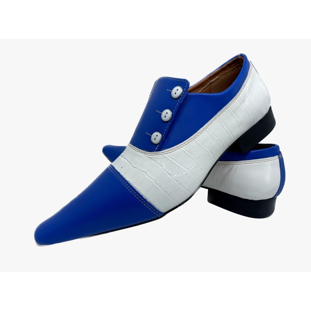 Sapato Masculino Italiano em Couro Social Azul Croco - Ref: 734