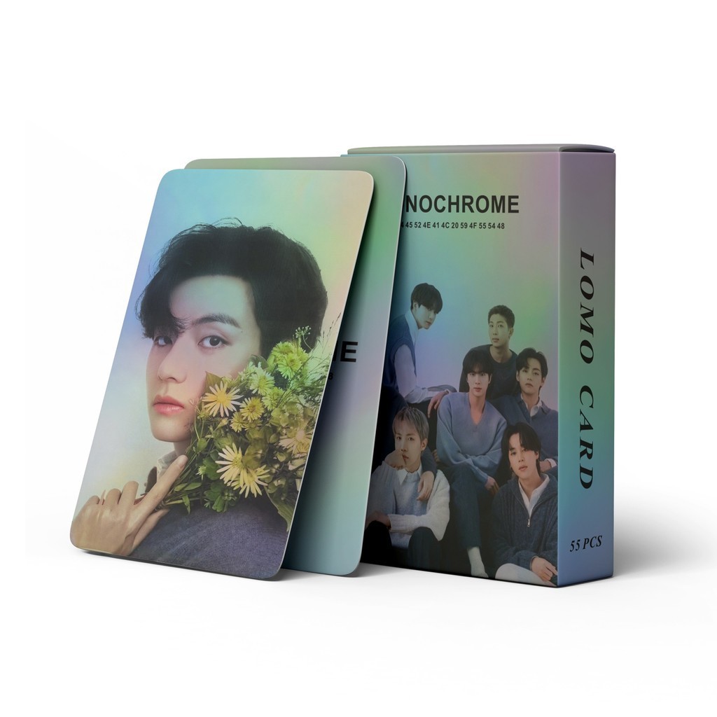 KPOP 55pcs/box BTS Cartões Fotográficos Holográficos MONOCHROME POP UP Laser LOMO De Coleta De