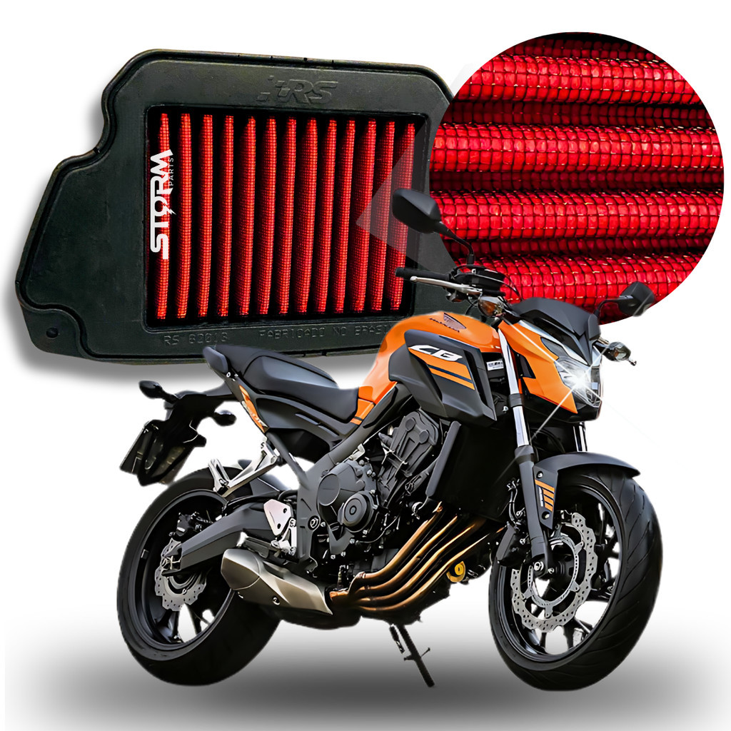 Filtro De Ar Esportivo Honda CB650F ano 2014 a 2019 Naked moto cilindrada potencia lavável