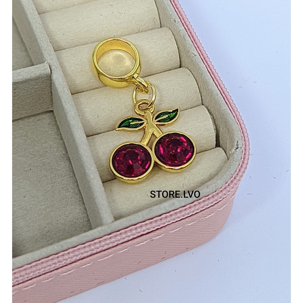 Colar Choker Feminino Corrente malha Grossa Veneziana Folheado Ouro com Pingente Cereja Cravejado zircônia Presente