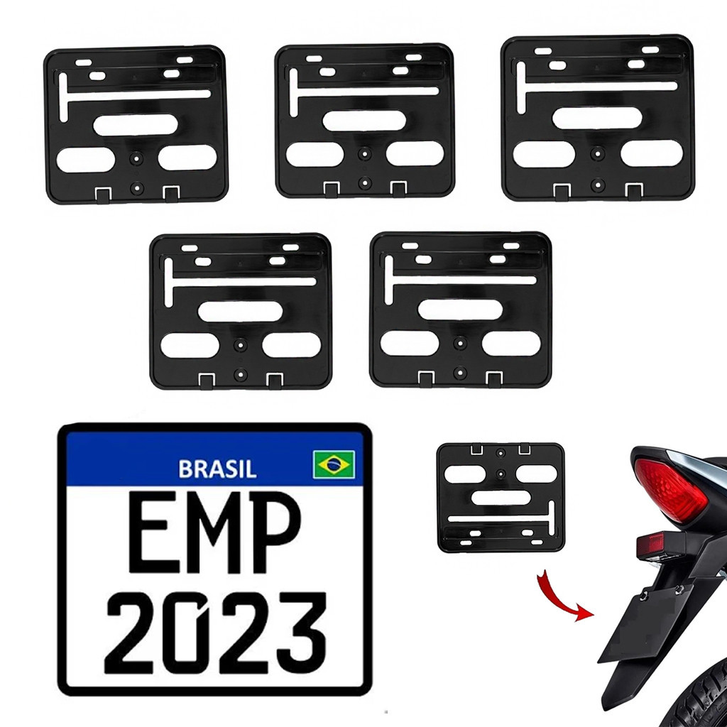 Kit 5 Suporte Protetor Moldura De Placa Moto Modelo Universal
