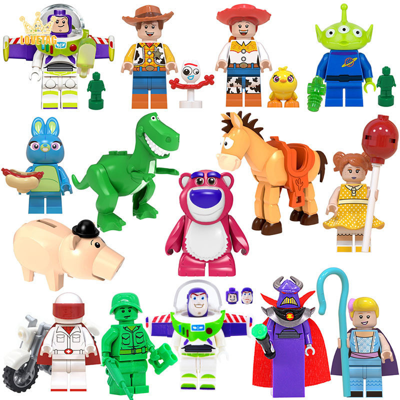 LT Cartoon Creative Toy Story 4 Conjunto De Brinquedos Para Crianças Blocos De Construção Woody Buzz Lightyear Ação FiguDoll Toys