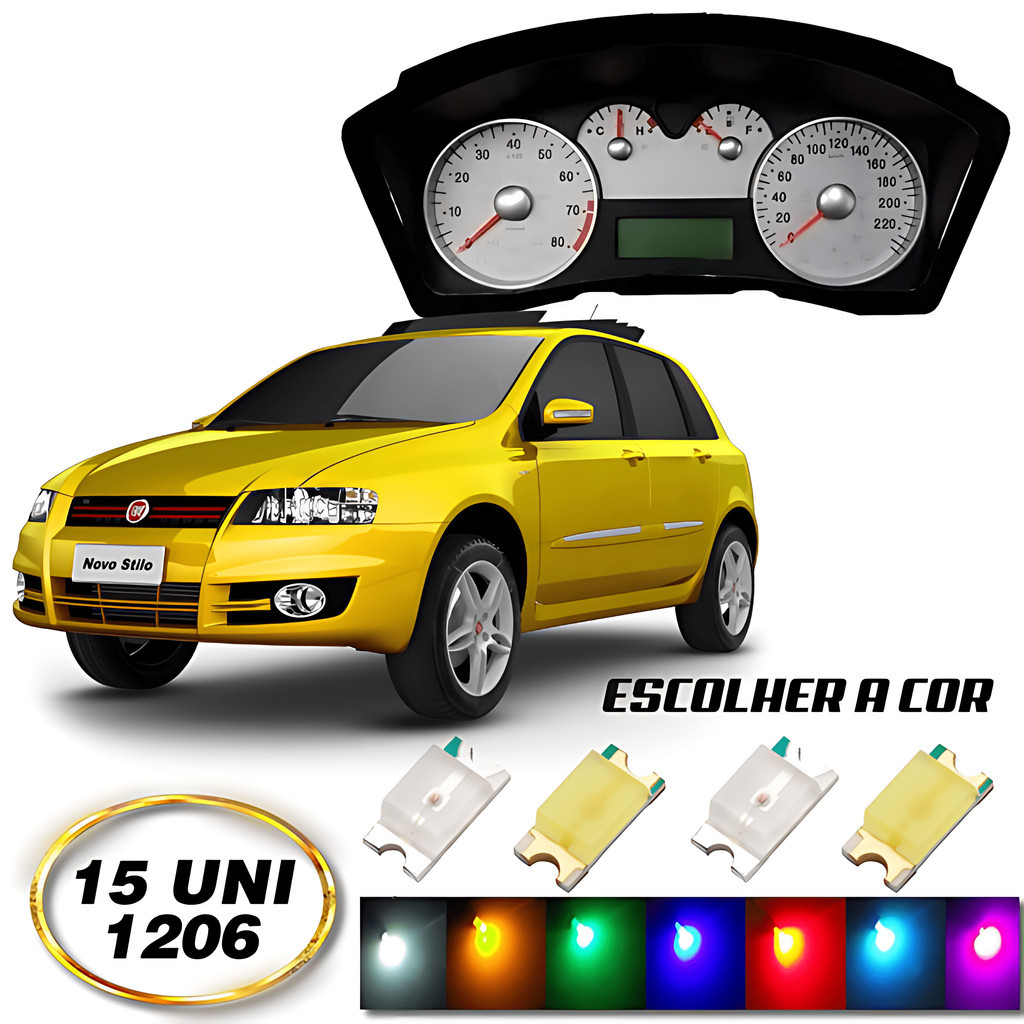 Lâmpada Led Painel Fiat Stilo 15 Peças