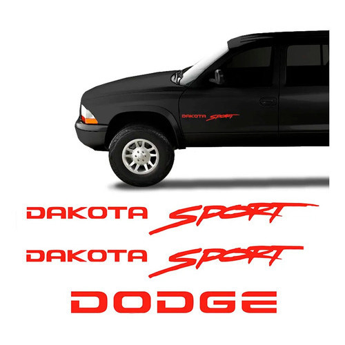 Kit Adesivo Emblema Lateral Resinado Traseiro Dodge Dakota Sport Verm