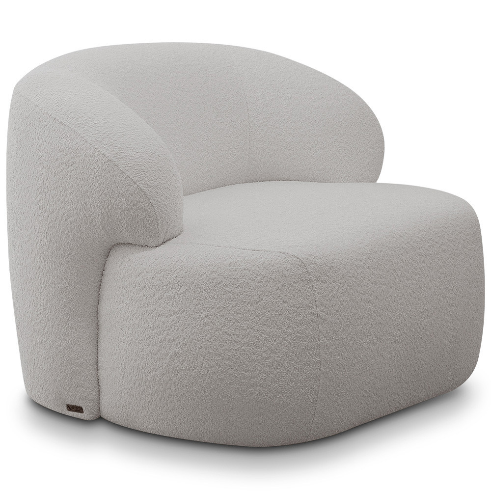 Poltrona Decorativa Fixa Orgânica Para Sala Living Barolo L06 Bouclê Cinza - Lyam Decor em Oferta na Shopee