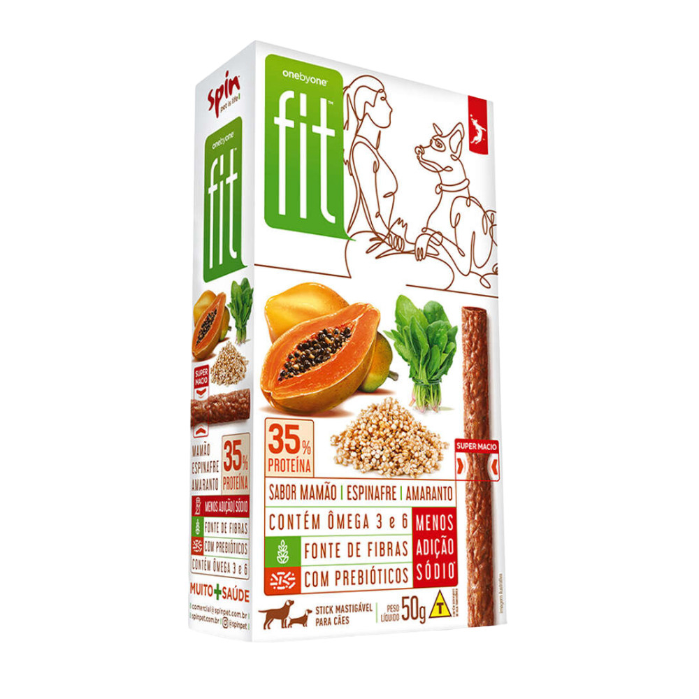 Spin Onebyone Fit Petisco para Cachorros Sabor Mamão, Espinafre e Amaranto - 50g