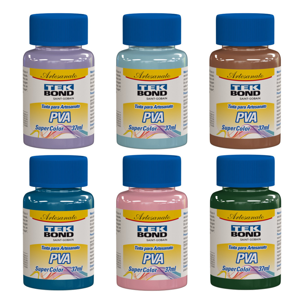 Kit Com 6 Tintas PVA p/ artesanato 37ml (escolha a cor) em Oferta na Shopee