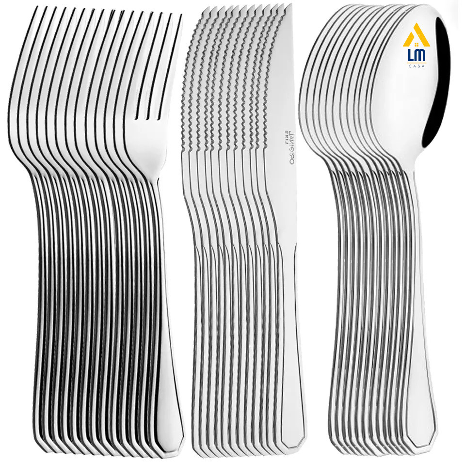 Jogo Garfo Colher Faca Inox 18 Pecas Mesa Buffet Restaurante