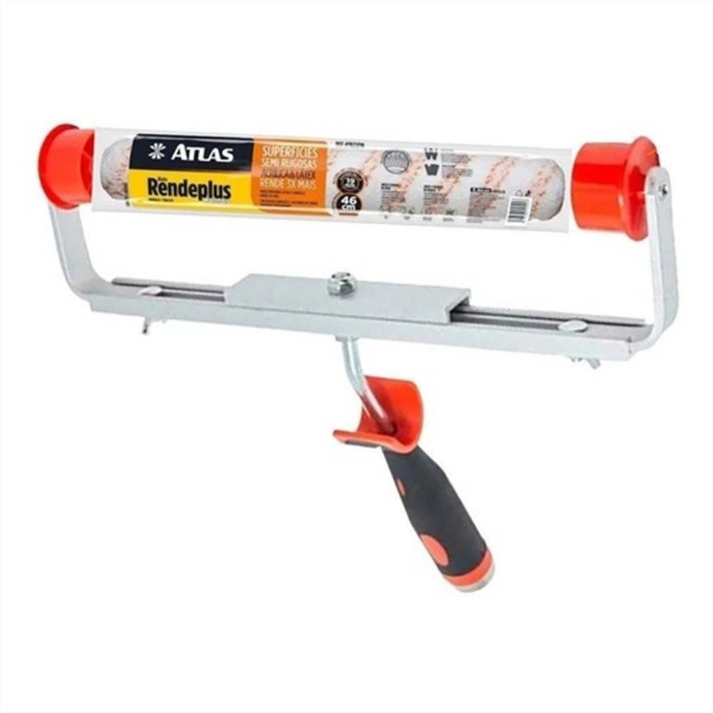 Big Rolo Pintura Rendeplus 46cm + Garfo Duplo Ajustável - Kit Atlas