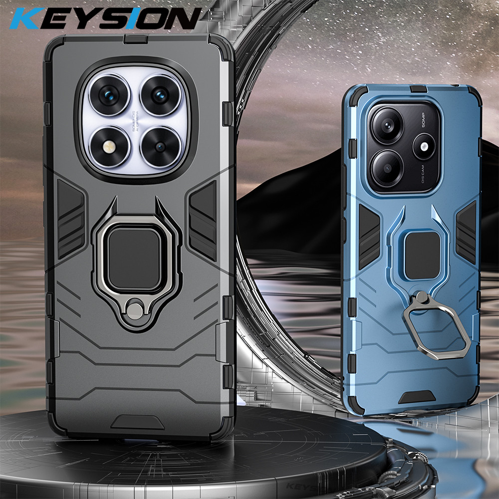 KEYSION Capa Armadura À Prova De Choque Para Redmi Note 14 4G 14 Pro + 5G Silicone + PC Anel Suporte Traseira Do Telefon em Oferta na Shopee