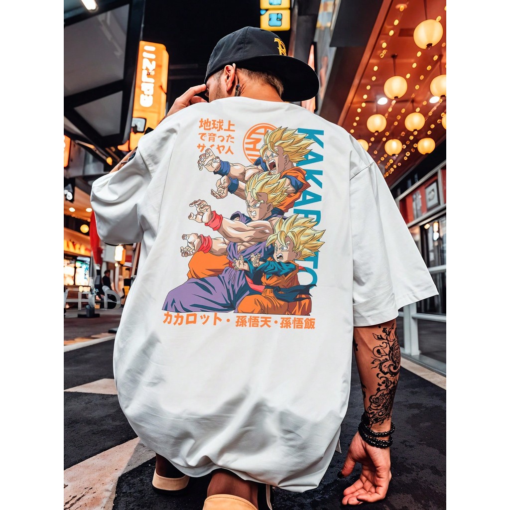 Camisa Camiseta Feminina Oversized Streetwear Dragon Família Z Gohan Pan Personagem Anime Série Aesthetic