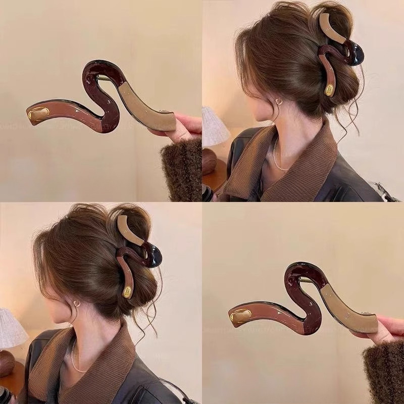 Coreia Cáqui Onda Grandes Apertos Grampos De Cabelo Moda Acessório