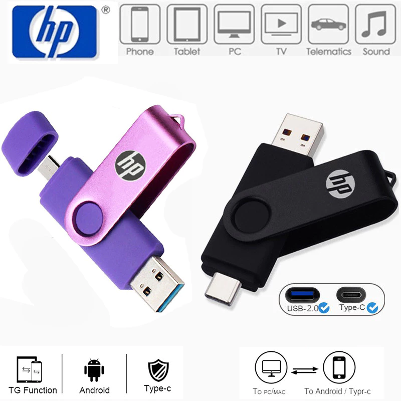 Pen Drive Tipo c/Micro OTG De Alta Velocidade 64GB 128GB 256GB 2TB USB 2.0 512GB 1TB PenDrive Armazenamento Flash 16GB 8