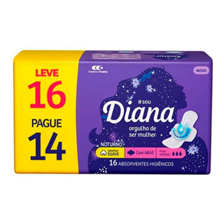 Absorvente Diana Noturno Suave com Abas Leve 16 Pague 14 Unidades em Oferta na Shopee