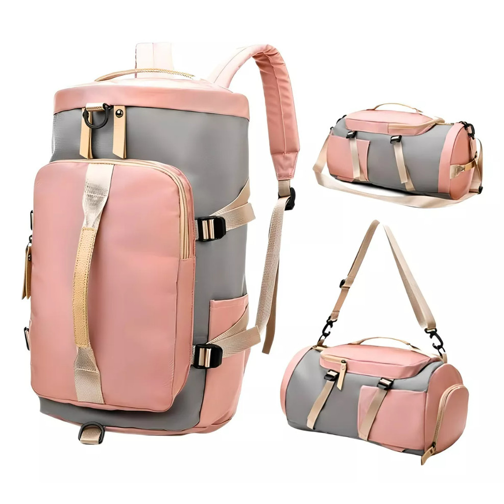 Bolsa Mochila Feminina Transversal de Mão Espaçosa Viagem Academia 3 em 1