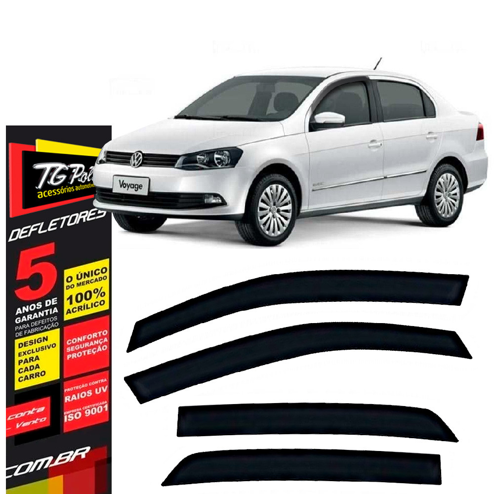 Calha de Chuva Volkswagen Gol e Voyage G5 G6 G7 G8 2008 a 2023 TG Defletor 4 Protetor Janelas Fumê