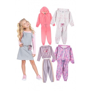 Kit Sortido 8 Peças de Roupas Infantis Feminino Inverno - 4 Casacos + 4 Calças em Oferta na Shopee