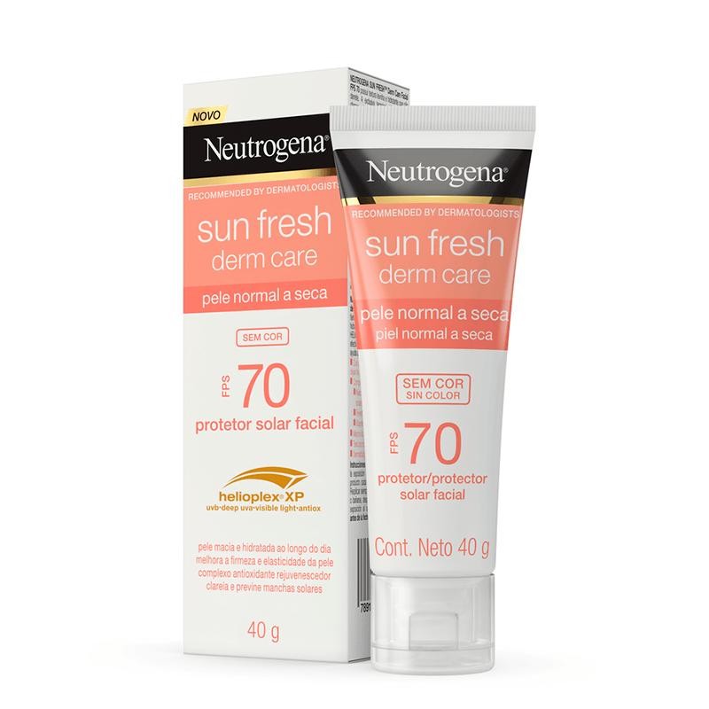 Protetor Solar Facial Neutrogena Sun Fresh Derm Care sem Cor Pele Normal a Seca FPS70 40g em Oferta na Shopee