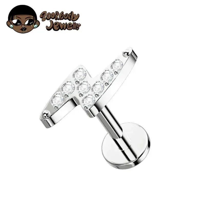 Piercing Labret Raio Zircônia Titânio Rosca Interna | Helix, Tragus, Conch, Nariz, Boca-Medusa em Oferta na Shopee