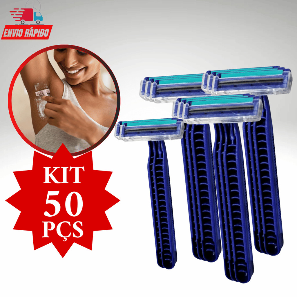 Prestobarba Para Laboratorio  50 Peças Para Depilar Raspar Pêlos Prestobarba  Com 2 Lâminas Barbearia Promoção