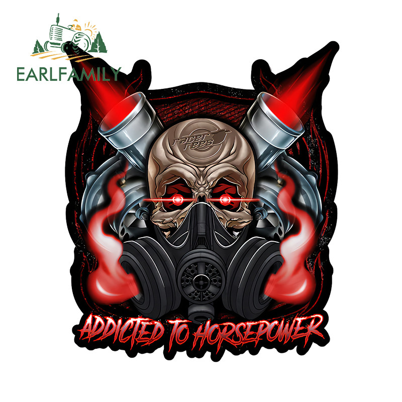 EARLFAMILY Viciado Em Cavalo Máscara De Caveira Turbo Adesivo De Carro À Prova De Arranhões Scooter Capacete De Motocicl