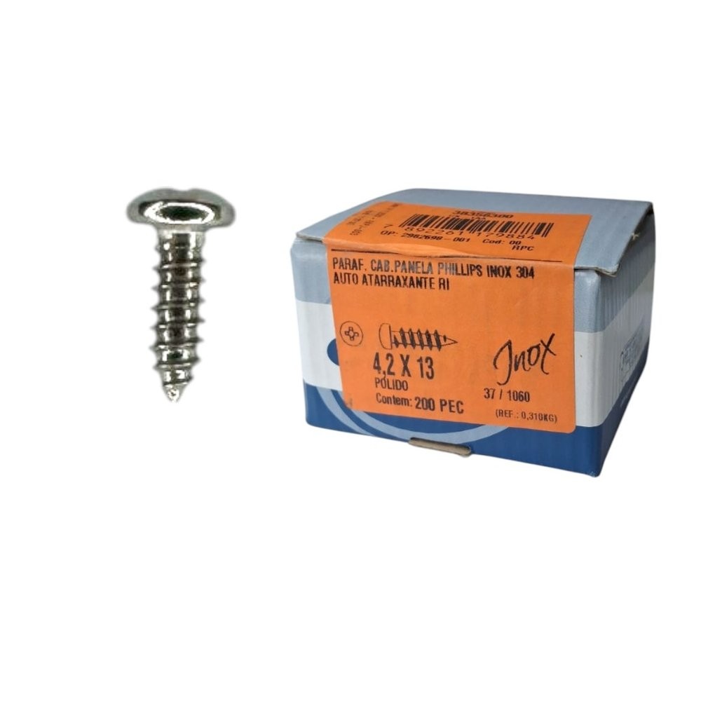 Parafuso Inox AAT Panela Phillips 4.2X13 Phillips Caixa 200 PCS