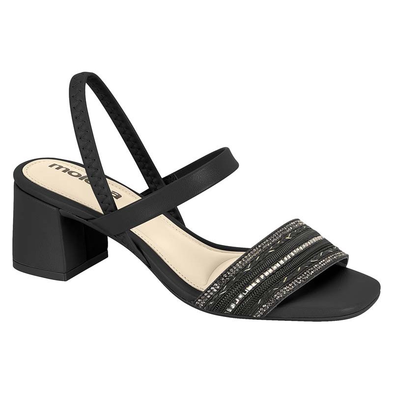Sandalia Feminina Salto Grosso Elastico Moleca Original