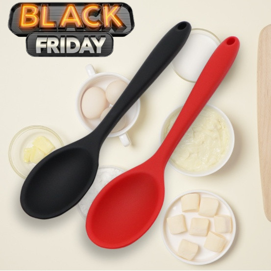 Colher de silicone Utensílio De Cozinha Arroz Fritar Mexer - Vermelha/Preto