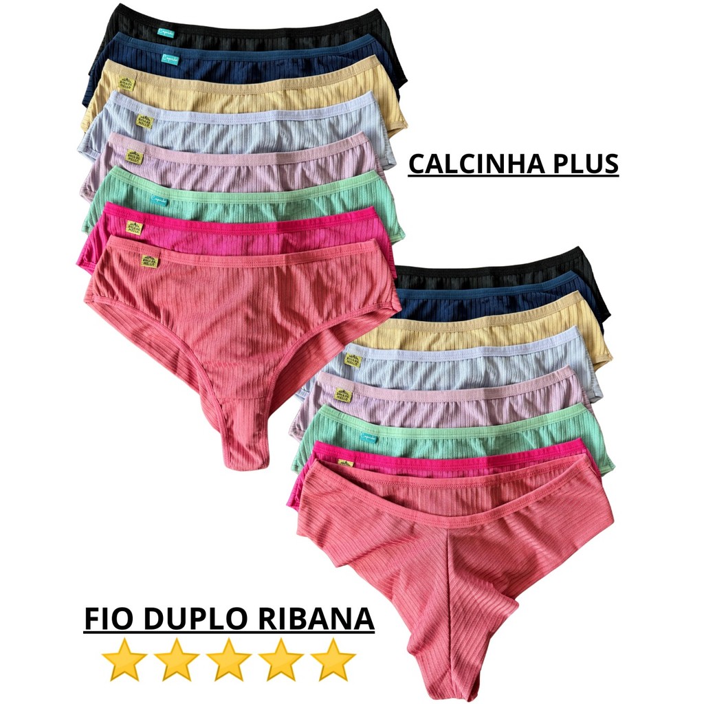 Kit 5 Calcinha Plus Size Fio Empina Bumbum Ribaninha Qualidade e Conforto Forro de Algodão em Oferta na Shopee