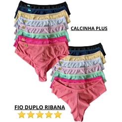 Kit 5 Calcinha Plus Size Fio Empina Bumbum Ribaninha Qualidade e Conforto Forro de Algodão